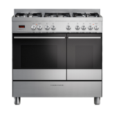 Fisher & Paykel 90cm Dual Fuel 5 Burner Cooker - Steel