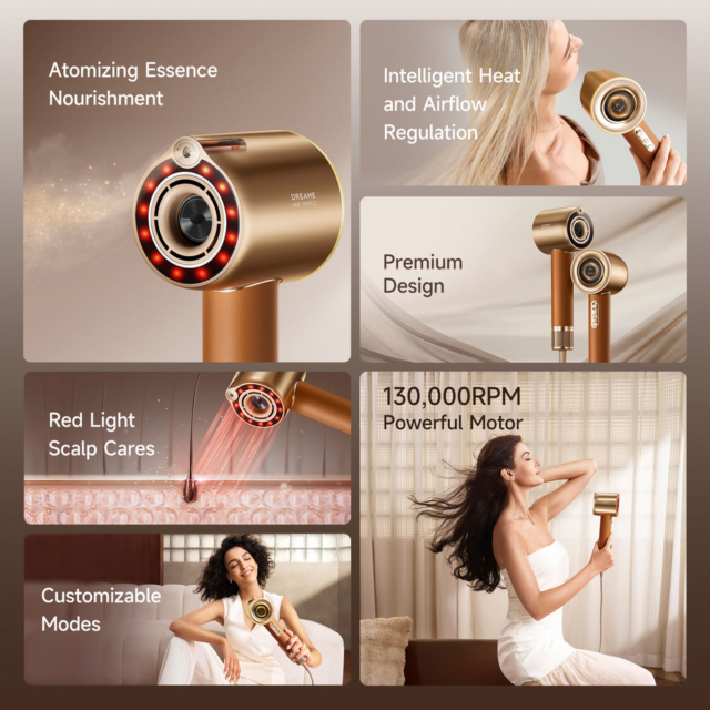 Dreame AHX30 Gold Hair Dryer with 130,000RPM Motor