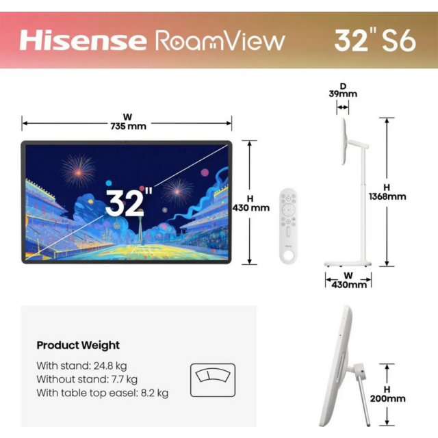 Hisense 32S6S 32inch 4K Ultra HD Touch Screen TV White