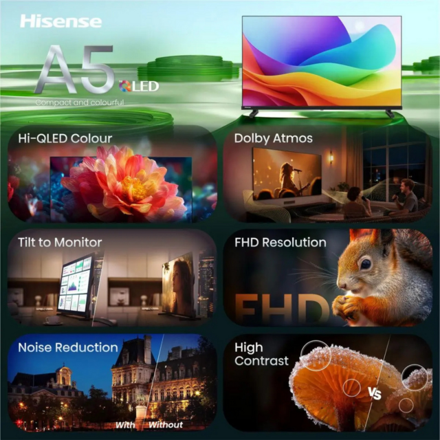Hisense 40A5STUK Hi-QLED Full HD Smart TV Black
