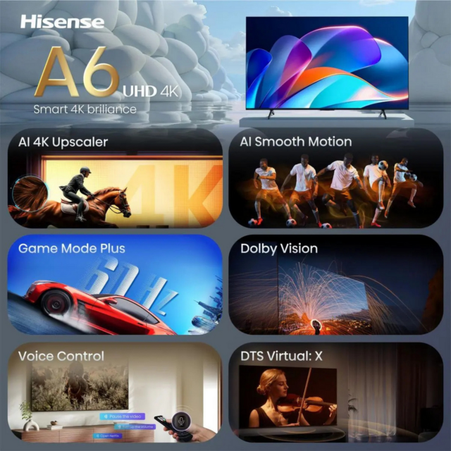 Hisense 43A6STUK 43 inch 4K AI Smart TV Black