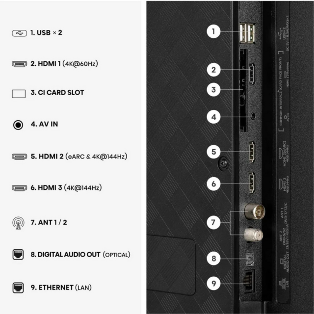 Hisense 43E7STUK 4K Ultra HD 144Hz Hi-QLED TV Black