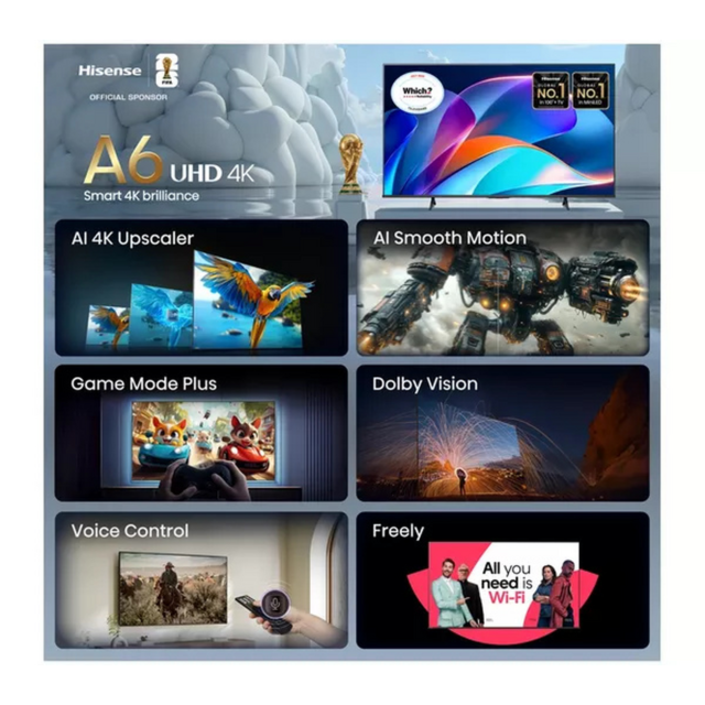 Hisense 50A6STUK 50inch 4K Ultra HD AI Smart TV Black