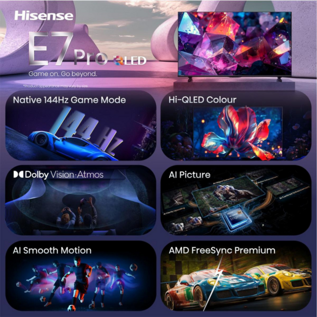 Hisense 50E7STUK PRO 50inch 4K 144Hz Hi-QLED TV
