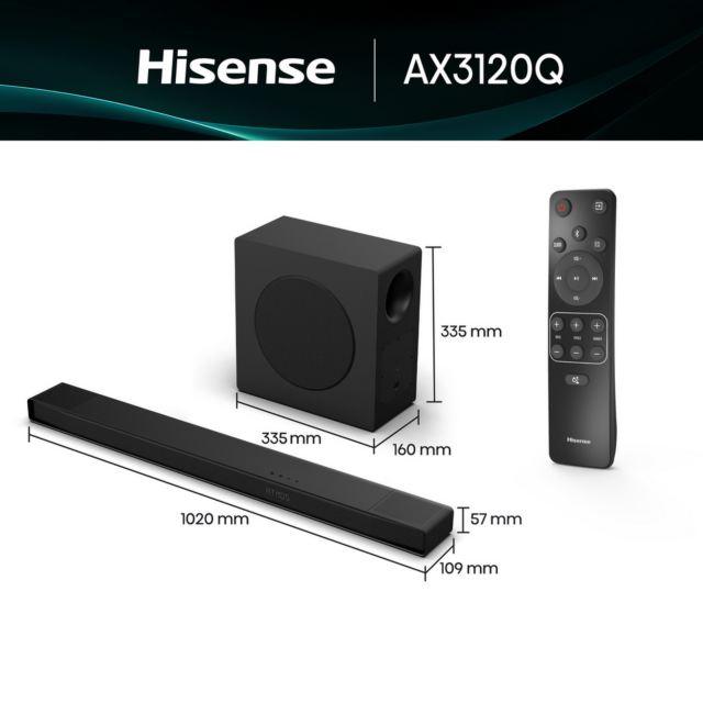 Hisense AX3120Q 3.1.2ch Wireless Sound Bar Dolby Atmos