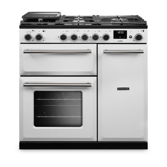 Rangemaster AURA90DFP 90cm Dual Fuel Cooker White